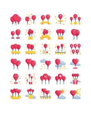flat balloon icon pack vector illustration decoration background