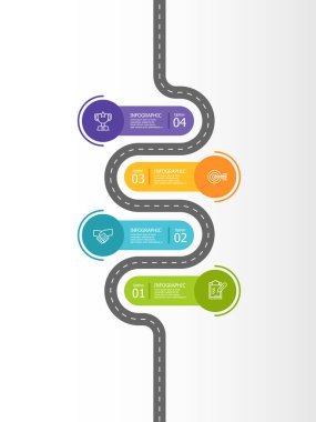 vertical timeline infographic element report background with business icon 4 steps vector illustration