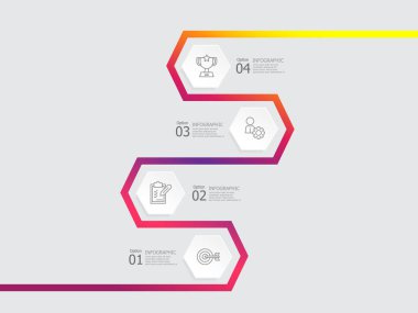 vertical timeline infographic element report background with business icon 4 steps vector illustration