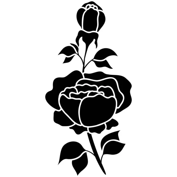 シルエットブラックモチーフは ロマンチックな結婚式の招待状 グリーティングカード ポスターなどを作成するための花の装飾の背景ベクトルイラストをバラ — ストックベクタ