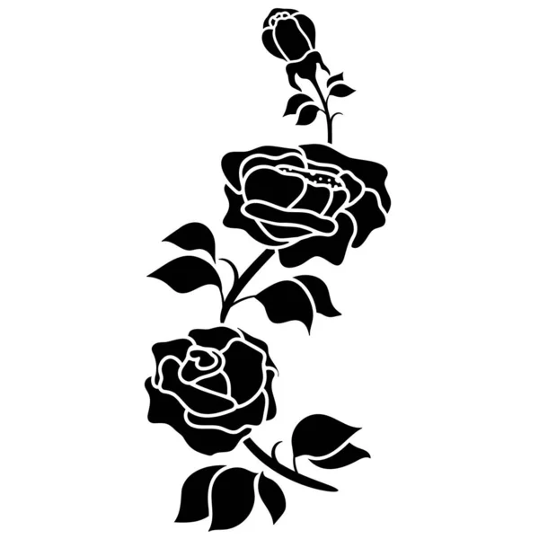 Silueta Negro Motivo Rosa Flor Flor Decoración Fondo Vector Ilustración — Vector de stock