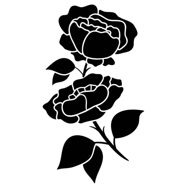 Силуэт Черный Мотив Цветок Розы Цветущий Украшение Фон Векторные Иллюстрации — стоковый вектор