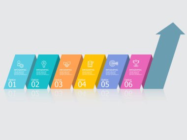 yatay büyüme grafiği adımları zaman çizgisi bilgi sunum elemanı rapor arkaplanı iş çizgisi simgesi 6 adım vektör resimleme