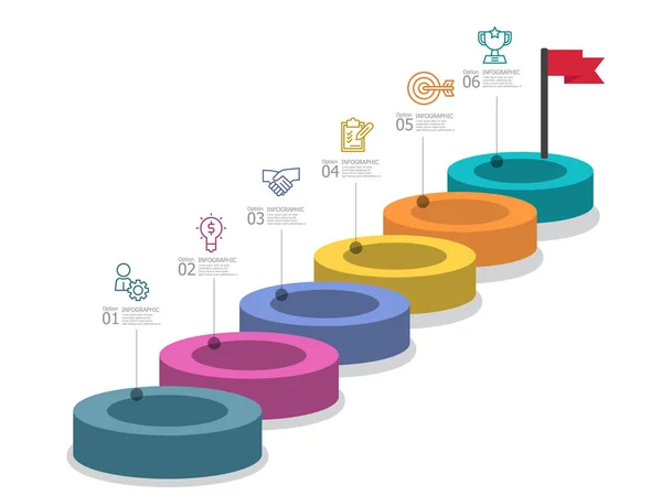 Horizontale Schritte Zeitachse Infografik Präsentation Element Bericht Hintergrund Mit Business — Stockvektor