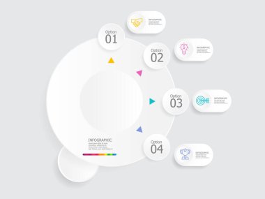 iş çizgisi simgesi içeren yuvarlak daire zaman çizgisi bilgi elemanı arkaplanı herhangi bir işle ilgili sunum veya yayınlama vektörü illüstrasyonu için 6 adım