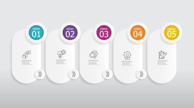 elips ve yuvarlak daire adımları zaman çizgisi bilgi elemanı arkaplanı iş çizgisi simgesi ile herhangi bir işle ilgili sunum veya yayın vektörü illüstrasyonu için 5 adım