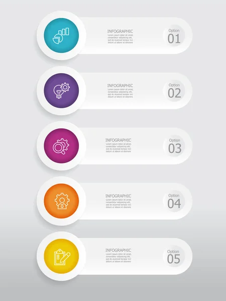 Svislý Kruh Kroky Časová Osa Infografický Prvek Pozadí Sestavy Ikonou — Stockový vektor