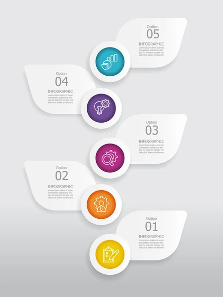Verticale Rotondo Cerchio Passi Timeline Infografica Elemento Rapporto Sfondo Con Illustrazione Stock