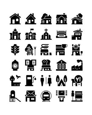 bina konumu haritası gps katı glyph simgesi vektör çizimi