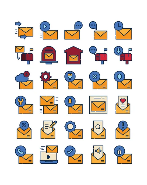 Stock vector mail message envelope letter filled outline icon pack vector illustration element