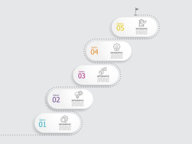 soyut yuvarlak kare adımlar zaman çizelgesi bilgi elemanı arkaplanı iş çizgisi simgesi ile herhangi bir işle ilgili sunum veya yayın vektörü illüstrasyonu için 5 adım