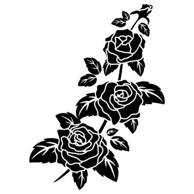 arkaplan, sınır, çerçeve dekorasyon vektör tasarım ögesi için siyah siluet çiçek motifi