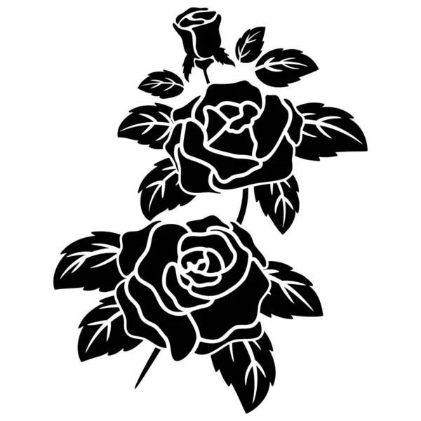 Motif Fleuri Silhouette Noire Floral Pour Fond Bordure Cadre Décoration — Image vectorielle