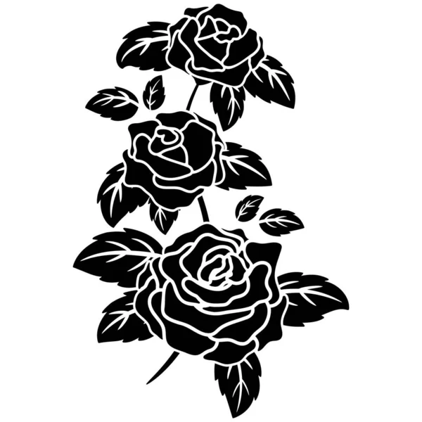 Fekete Sziluett Virág Motívum Virágos Háttér Határ Keret Dekoráció Vektor — Stock Vector