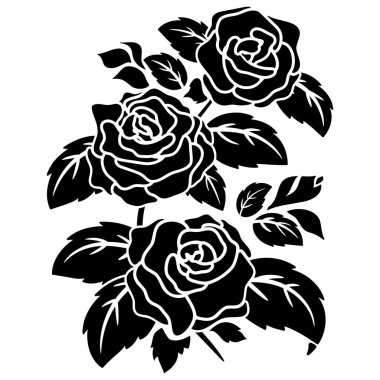 arkaplan, sınır, çerçeve dekorasyon vektör tasarım ögesi için siyah siluet çiçek motifi