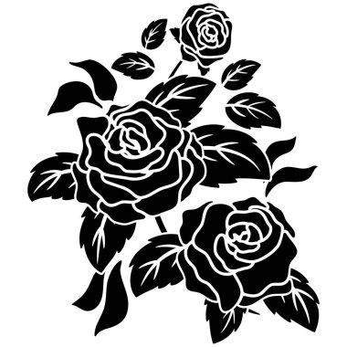 arkaplan, sınır, çerçeve dekorasyon vektör tasarım ögesi için siyah siluet çiçek motifi