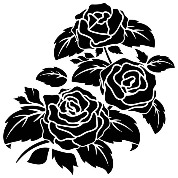 Black Silhouette Bloom Motif Floral Background Border Frame Decoration Vector — Stock Vector