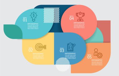 soyut yatay basamaklar zaman çizgisi bilgi ögesi raporu arkaplanı iş satırı simgesi ile herhangi bir iş ilişkisi sunumu veya yayınlama vektörü illüstrasyonu için 5 adım