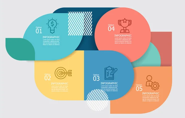 soyut yatay basamaklar zaman çizgisi bilgi ögesi raporu arkaplanı iş satırı simgesi ile herhangi bir iş ilişkisi sunumu veya yayınlama vektörü illüstrasyonu için 5 adım