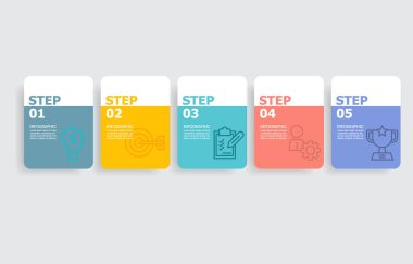 ticari veri görselleştirme ufku basamakları zaman çizgisi bilgi dosyası düzenleme şablon şablonu iş çizgisi simgesi ile herhangi bir iş ilişkisi sunumu veya yayınlama vektörü ilülasyonu için 5 adım