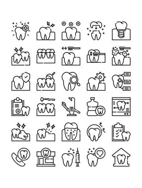Zähne Und Zahnfleisch Einfache Linie Symbol Setzen Vektor Illustration Vektorgrafiken