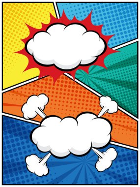 dikey soyut çizgi roman, pop sanat karikatür düzeni şablon yarım ton noktalı arkaplan boş alan eklemek için metin vektör illüstrasyon