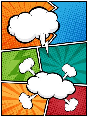 dikey soyut çizgi roman, pop sanat karikatür düzeni şablon yarım ton noktalı arkaplan boş alan eklemek için metin vektör illüstrasyon