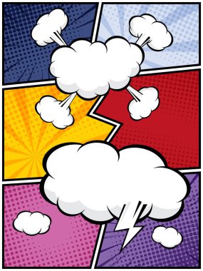 dikey soyut çizgi roman, pop sanat karikatür düzeni şablon yarım ton noktalı arkaplan boş alan eklemek için metin vektör illüstrasyon