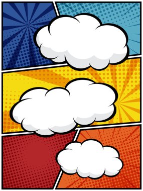 dikey soyut çizgi roman, pop sanat karikatür düzeni şablon yarım ton noktalı arkaplan boş alan eklemek için metin vektör illüstrasyon