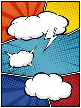 dikey soyut çizgi roman, pop sanat karikatür düzeni şablon yarım ton noktalı arkaplan boş alan eklemek için metin vektör illüstrasyon