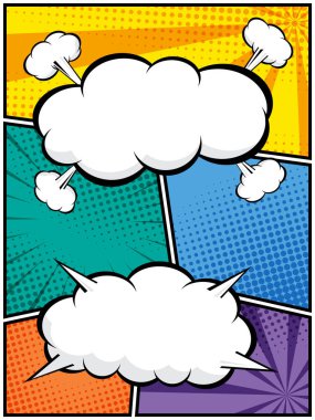 dikey soyut çizgi roman, pop sanat karikatür düzeni şablon yarım ton noktalı arkaplan boş alan eklemek için metin vektör illüstrasyon