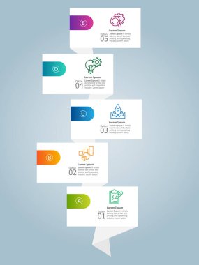 dikey bilgi grafikleri etiketi rapor sunum şablonu arkaplan çizimi için 5 adım