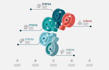 Sunum şablonu arkaplan illüstrasyonu için infografikler izometrik 5 adım