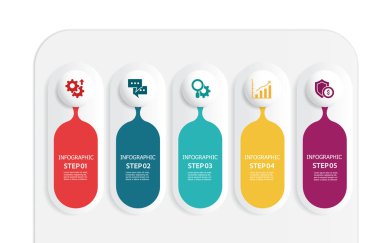 bilgi grafikleri zaman çizelgesi iş akışı raporu arkaplan iş simgesi sunum vektör illüstrasyonu için 5 adım