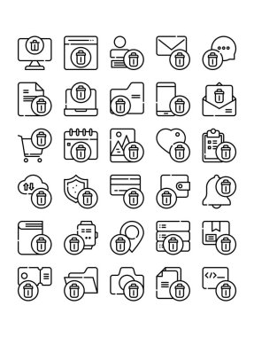 Silme satırı simgesi çizimi seti
