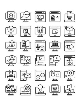 Çevrimiçi teknoloji çizgisi ikon vektör illüstrasyonu