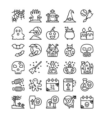 Cadılar Bayramı sembolü dekorasyon çizgisi simgesi vektör illüstrasyonuName