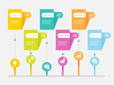 iş adımları arkaplan, sunum ve vektör illüstrasyonu için zaman çizelgesi bilgi elementi