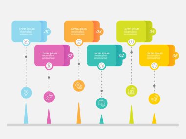iş adımları arkaplan, sunum ve vektör illüstrasyonu için zaman çizelgesi bilgi elementi