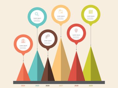 iş adımları arkaplan, sunum ve vektör illüstrasyonu için zaman çizelgesi bilgi elementi