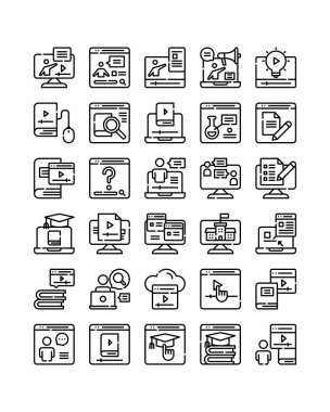 çevrimiçi öğrenme, bilgi, eğitim satırı simgesi vektör çizimi