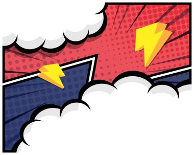 Çizgi roman tasarımları, posterleri ve grafik projeleri için mükemmel canlı bir pop sanat arkaplan düz tasarım vektör çizimi üzerine çizgi roman