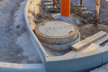 Construction of sewer hatches on sidewalks, as well as rain receivers. During the repair of the sidewalks, sewer manholes were installed. Revitalization of infrastructure in the city.