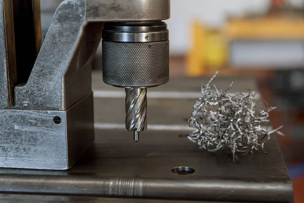 Máquina Perfuração Magnética Broca Mag Portátil Faz Furos Profundos Aço — Fotografia de Stock