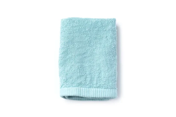 蓝色折叠式毛巾 白色背景 — 图库照片