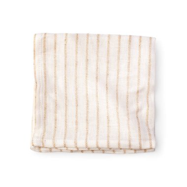 Katlanmış hafif çizgili keten beyaz arkaplan, üst görünüm