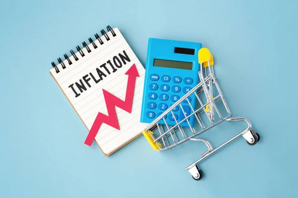 Inflazione Aumento Dei Prezzi Consumo Concetto Parola Inflazione Grafico Rosso — Foto Stock