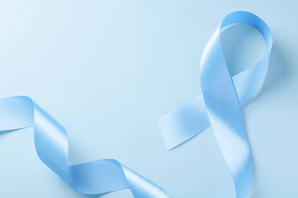 Cinta Conciencia Azul Día Mundial Diabetes Sobre Fondo Azul Claro — Foto de Stock