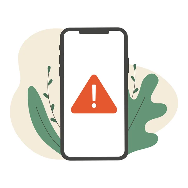 Alarm Handy Benachrichtigung Warnung Virus Fehler Wichtige Nachrichtenkonzepte Smartphone Mit — Stockvektor