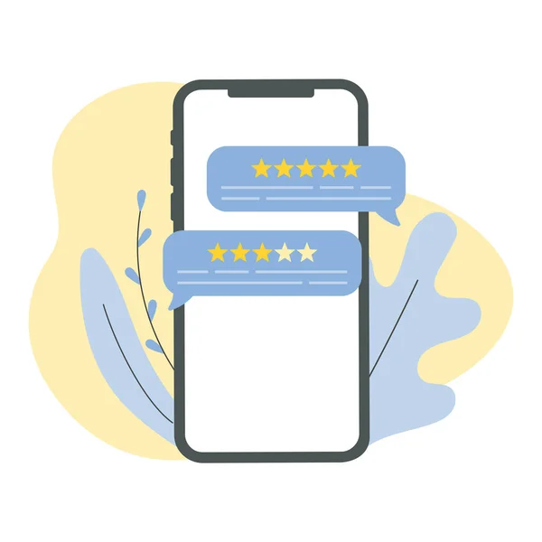 Рецензія Клієнтів Webfeedback Телефонний Екран Люди Оцінюють Продукт Сервіс Концепція — стоковий вектор